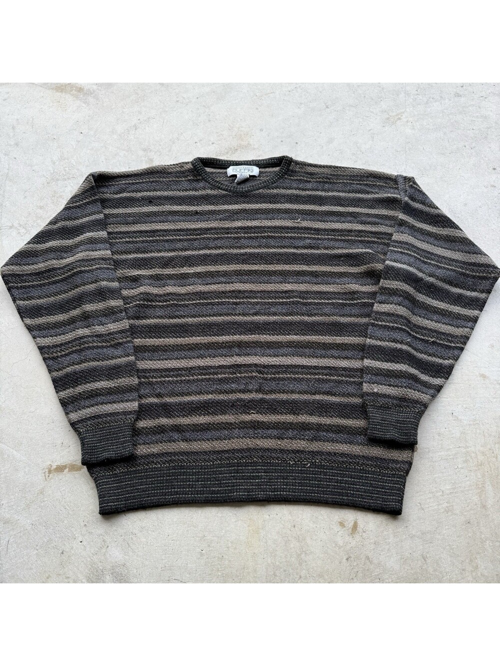 Vintage Gianfranco Ruffini Sweater Men’s XL Striped Italy Knit Pattern Grandpa